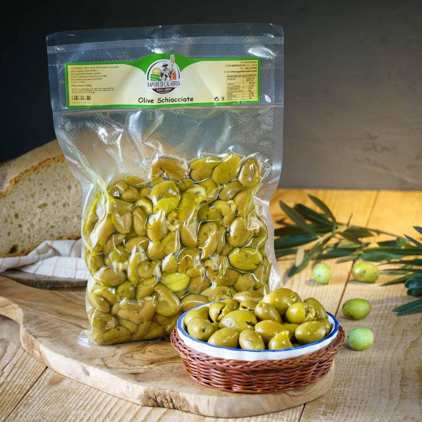 Olive verdi schiacciate - Busta da 0.5kg